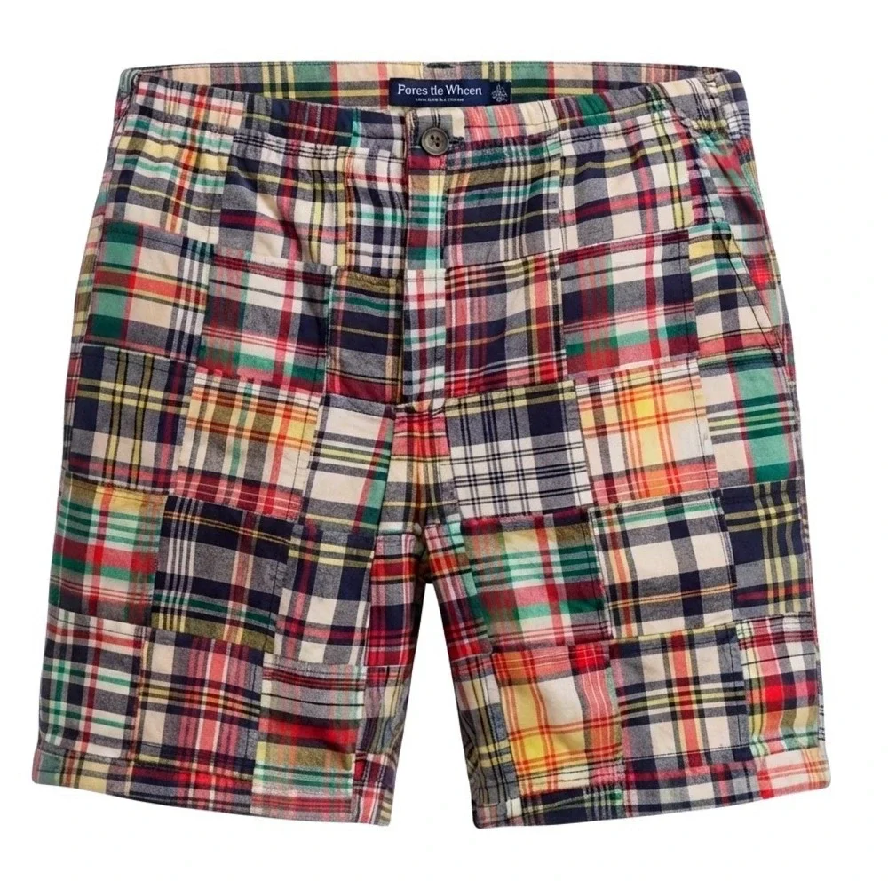 Polo Ralph Lauren Vintage Boys Patchwork Madras Plaid Shorts Preppy Size 18 NWT